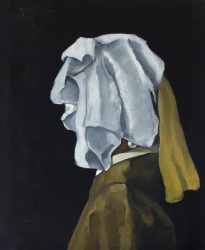 The Krasnals Dziewczyna z perłą. Piękno zakryte. Tribute to Jan Vermeer and Christo z cyklu Piękno zakryte 2012 olej na płótnie 60 x 50 cm