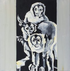 The Krasnals Untitled - Małpy z białymi bananami olej płótno 50 x 50 cm